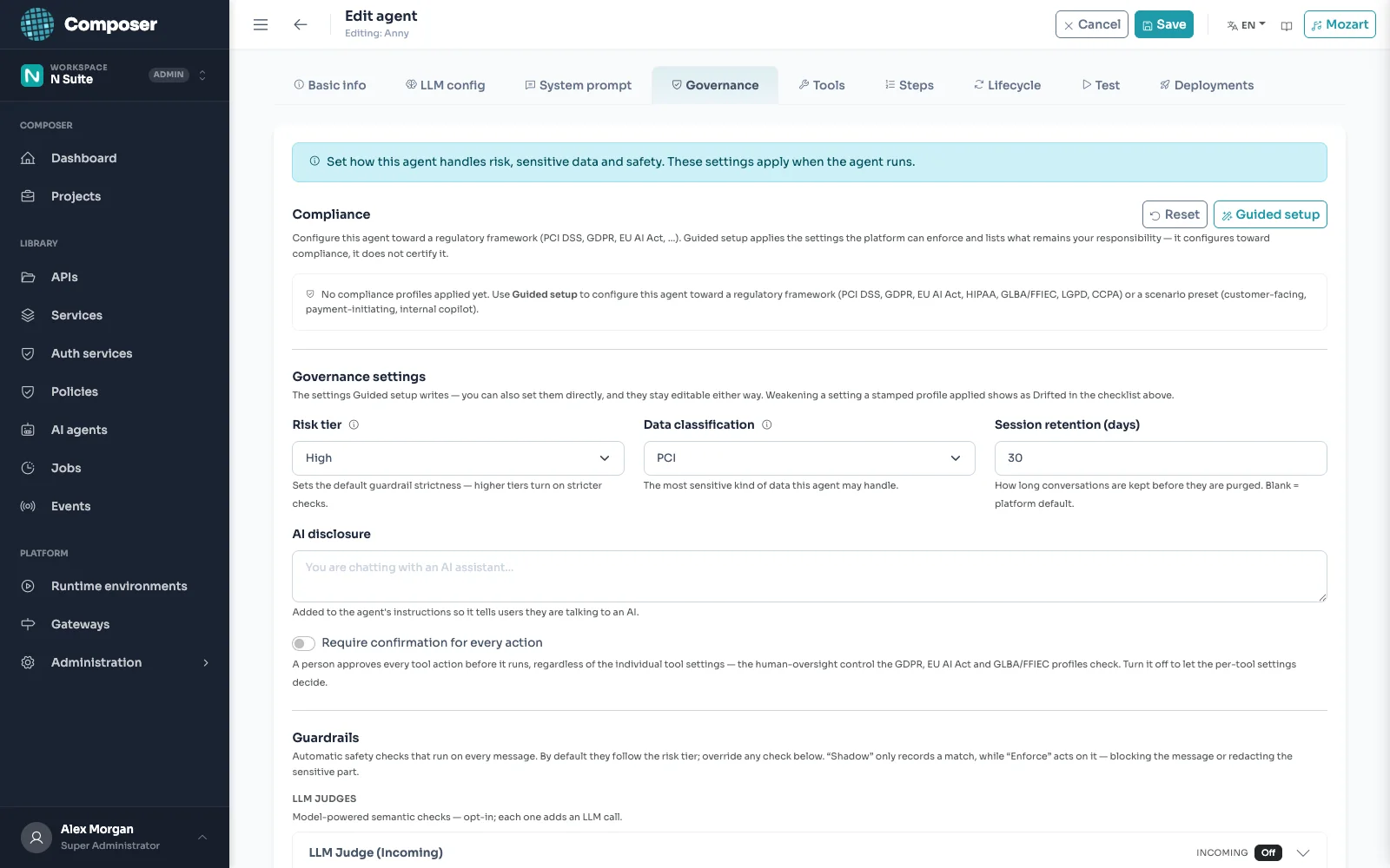 Composer agent governance